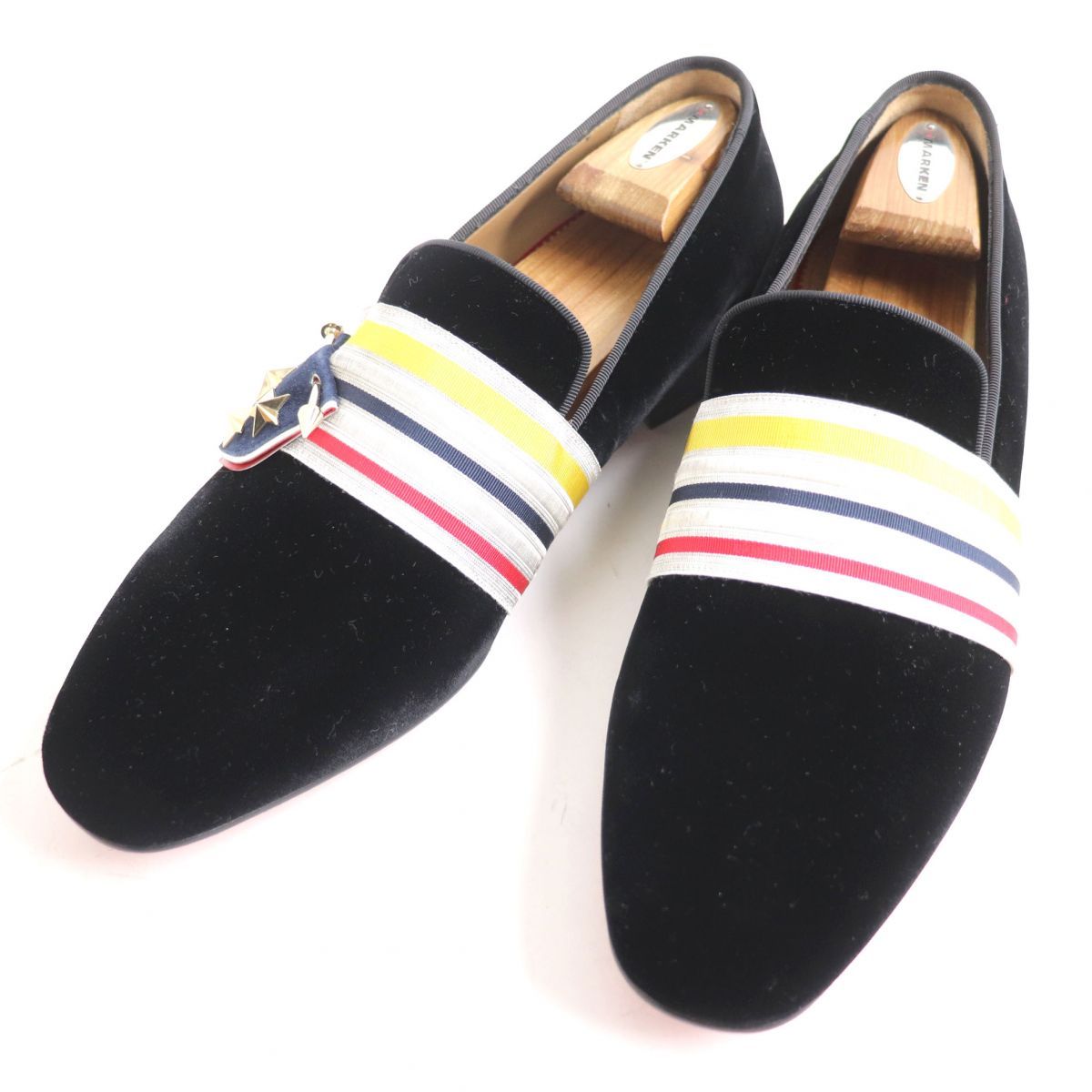 未使用品□伊製 クリスチャンルブタン スタースタッズ ベルベット  