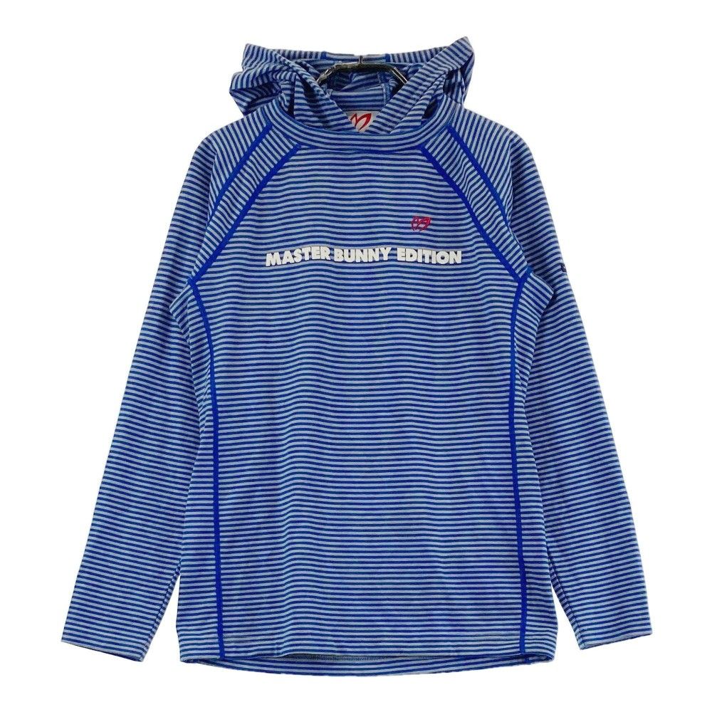 サイズ：2 MASTER BUNNY EDITION マスターバニーエディション  フード付 長袖Tシャツ ボーダー柄 ブルー系 [240101286539]# ゴルフウェア レディース ストスト