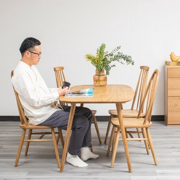 アッシュ無垢材のウィンザーチェア＜ienowa/ハイバックチェアコクリコ＞