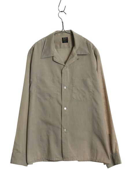 70s ヴァンヒューゼン オープンカラー 長袖 シャツ メンズ L 古着 ヴィンテージ カスリ柄 ループ留め 開襟 ボックス ポケット付き 無地