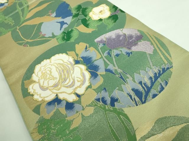 平和屋本店■極上　西陣　川島織物　六通柄　本袋帯　花丸文　金糸　逸品　DZAA6309kh5 平和屋本店□極上 西陣 川島織物 六通柄 本袋帯 花丸文 金糸 逸品