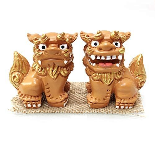 ブラウン 沖縄土産 シーサー 置物 ミニ 玄関 ペア 楽天シーサー (茶