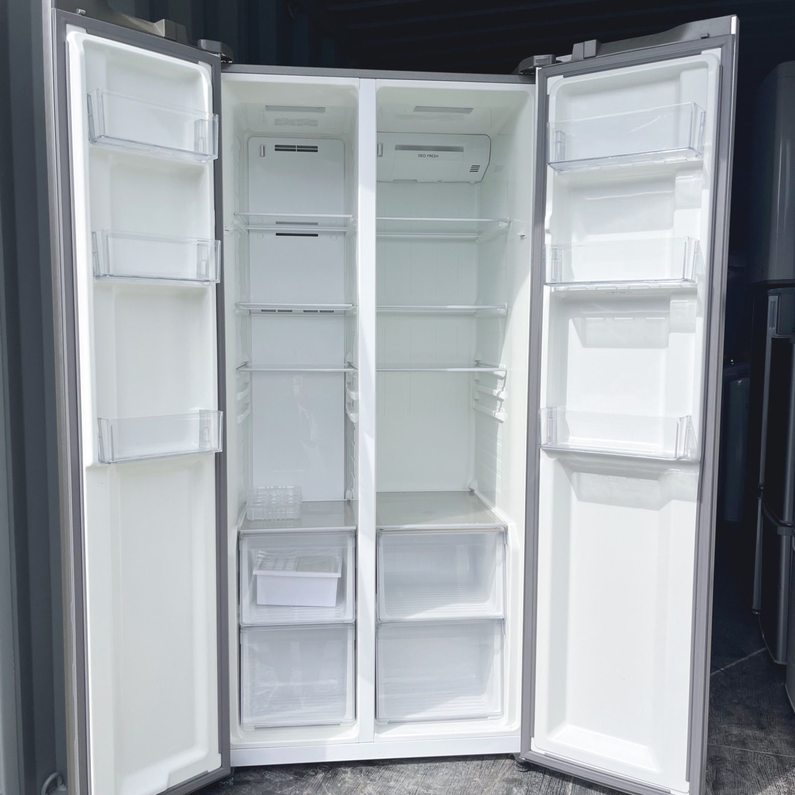 145取付無料！AQUAスタイリッシュシルバーパノラマオープン475L大型