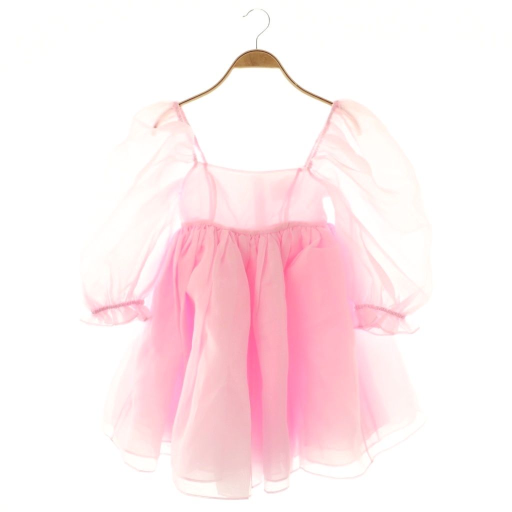 セルキー Selkie オーガンジーパフスリーブワンピース ミニ XXS ピンク AT OS