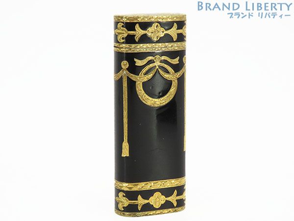 カルティエ Cartier ロイキング RoyKing オーバル 文様彫り ガスライター 着火OK ブラック ゴールド ラッカー 18K