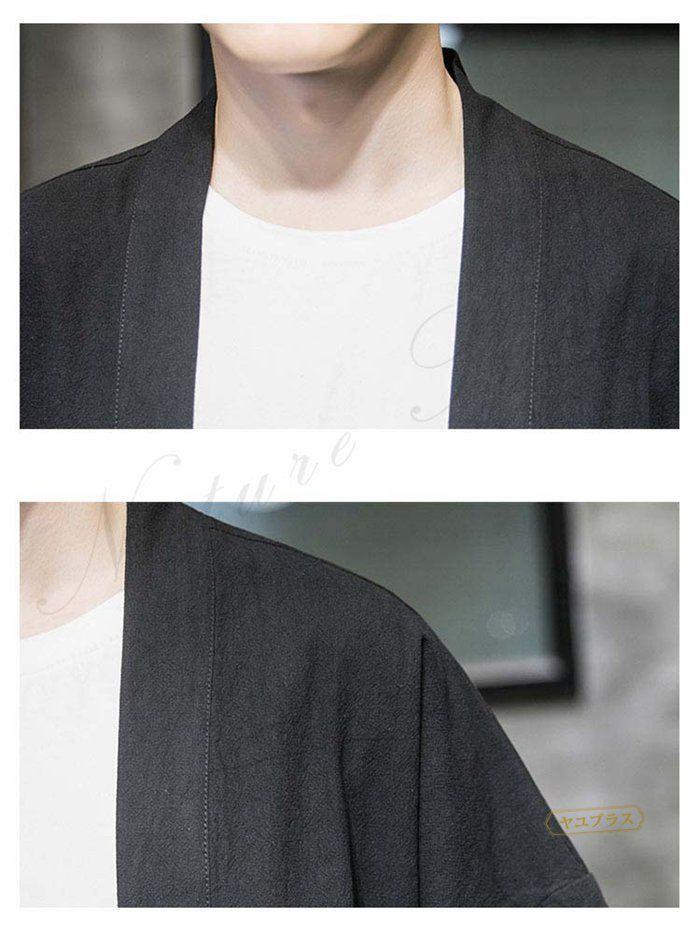 リネン セットアップ メンズ 夏 半袖 2点セット 綿麻 トップス カーディガン おしゃれ ジャージ スウェット 薄手 接触冷感 サルエルパンツ シャツ ハーフ パンツ 通気 部屋着 カジュアル上下セット 着物 メンズ ジョガーパンツ CSrW522