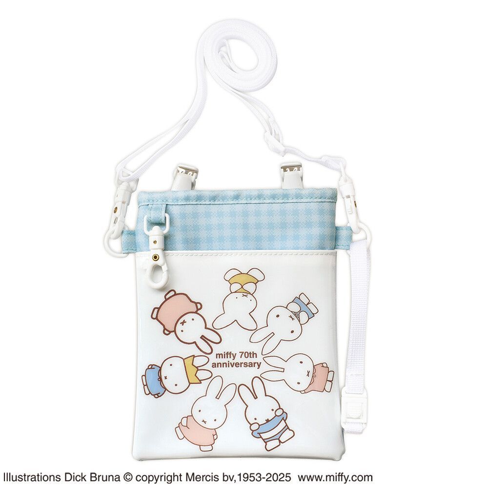 [Limited Edition] Miffy 70th Anniversary Pen Case Pen Holder Attachable to Precious Pouch Pockets of Successive Miffy Miffy 3 Way Soft Pen Pouch 70th Anniversary Check Blue ST-CNMF0012 [ST]
