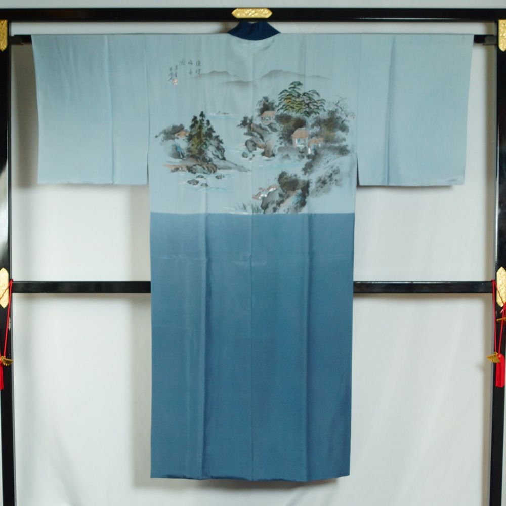 2759☆男物着物☆正絹☆小紋☆裄75.5㎝☆ （壱金3700 本絹丹後縮緬染物 