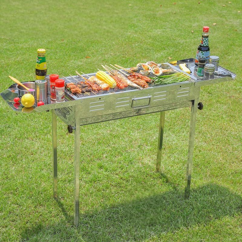 ♥ アウトドア家庭用不 鋼バーベキューグリル 折りたたみ式 木炭焼き 大号独立炭槽BBQコンロ 今週注目 ZZ520