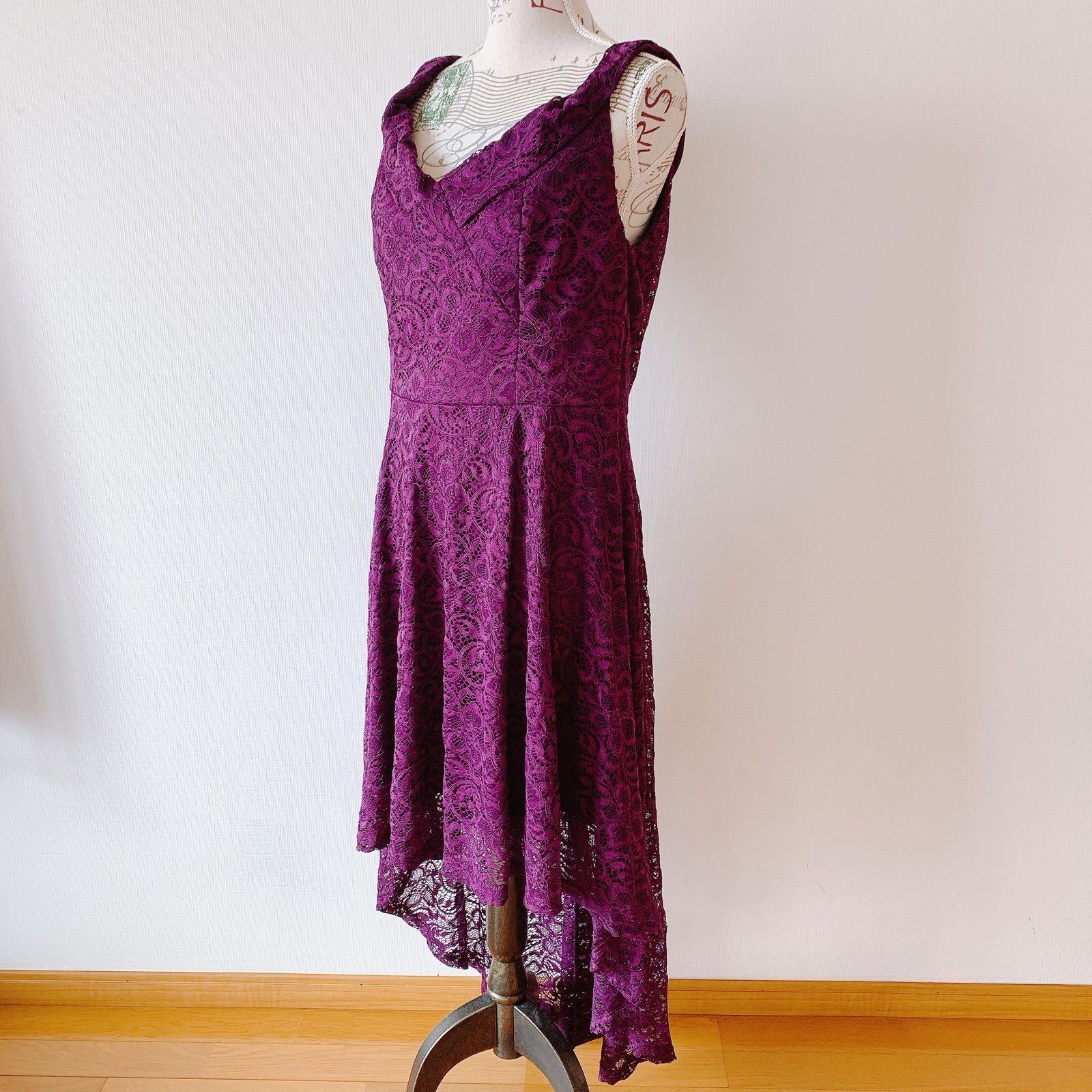 Homrain ドレス レース ワンピース 結婚式 パーティードレス 総レース 