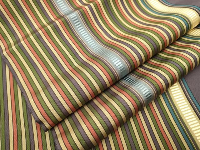 平和屋着物●本場筑前博多織 全通柄袋帯 間道 正絹 逸品 CAAT0845hy
