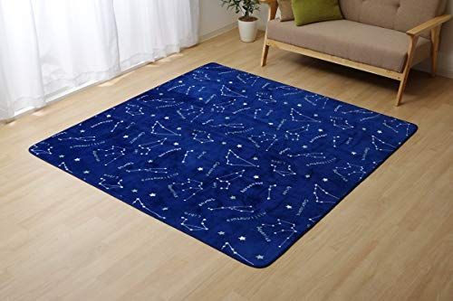 ネイビー_約200×250cm イケヒコ ラグ カーペット マット 長方形 ミリオン 約200×250cm ネイビー フランネル 星柄 #9809983