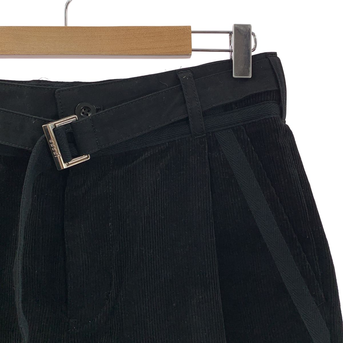 sacai サカイ コーデュロイ ベルテッドパンツ 2 ブラック メンズ