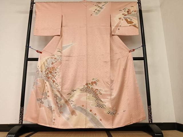 平和屋着物●訪問着 駒刺繍 草花文 暈し染め 金彩 正絹 逸品 AAAZ0345zg