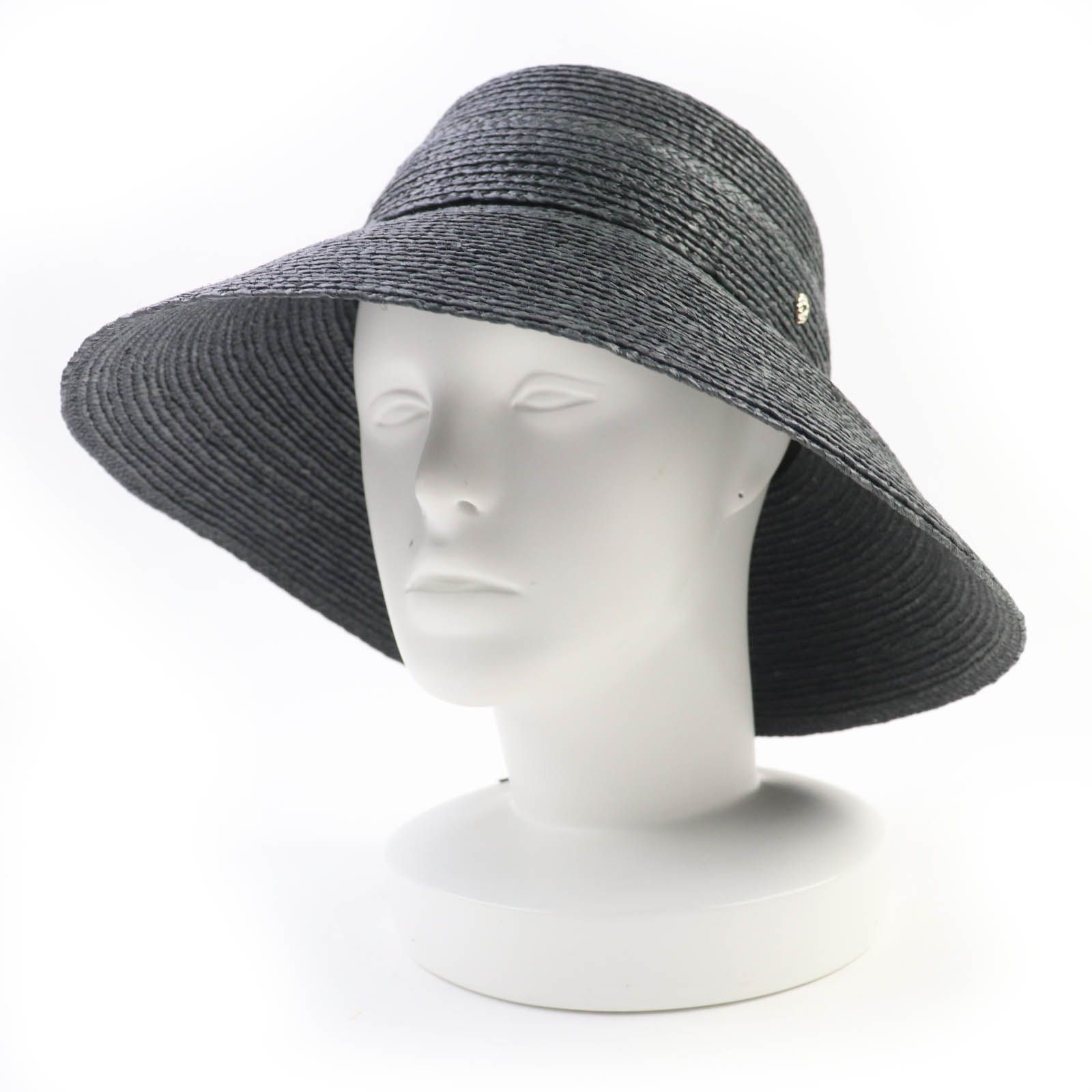 HELEN KAMINSKI ヘレンカミンスキー ラフィアハット 麦わら帽子 ハット ダークグレー シルバー金具 F 正規品 レディース
