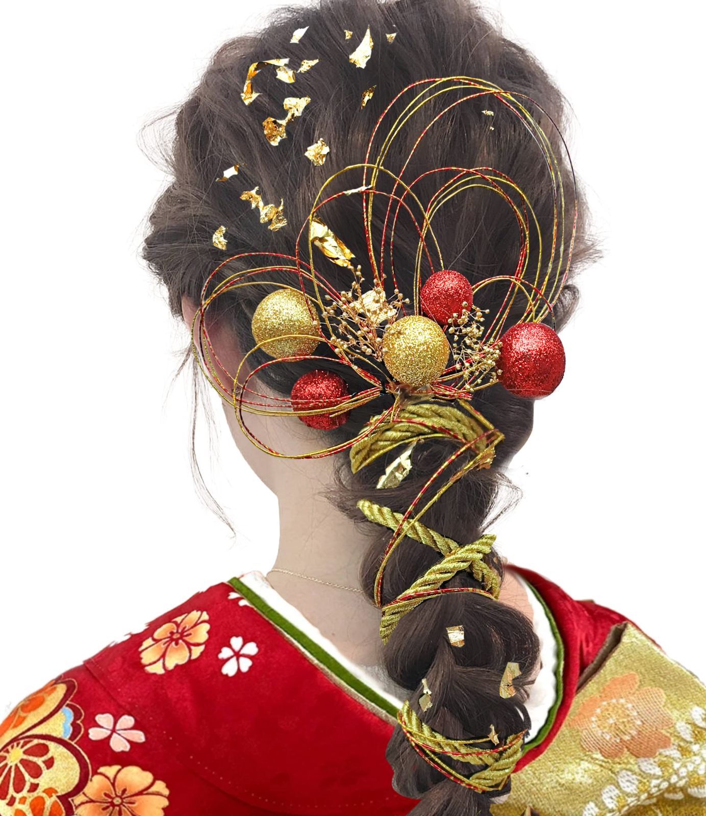 ロープ 人気 ゴールド シルバー 組紐 ヘアアクセサリー かすみ草 前撮り 振袖 銀箔 卒業式 金箔 結婚式 和装 和玉 袴 着物 水引 浴衣に 髪飾り】成人式 ブライダル 花嫁 【JZOON ヘッドパーツ