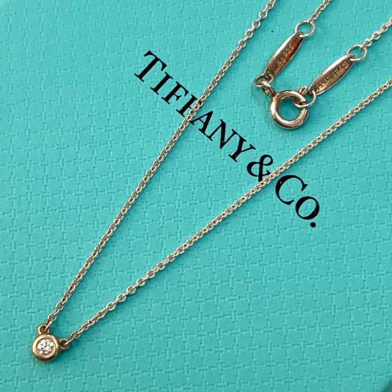 美品★Tiffany&amp;Co. ティファニー バイザヤード エルサペレッティ 1Pダイヤモンド ネックレス Ag925 シルバー 箱・保管袋付き 総重量1.58ｇ