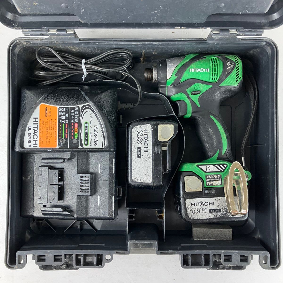 HITACHIインパクトドライバ 14.4v 充電器 バッテリー ケース セット