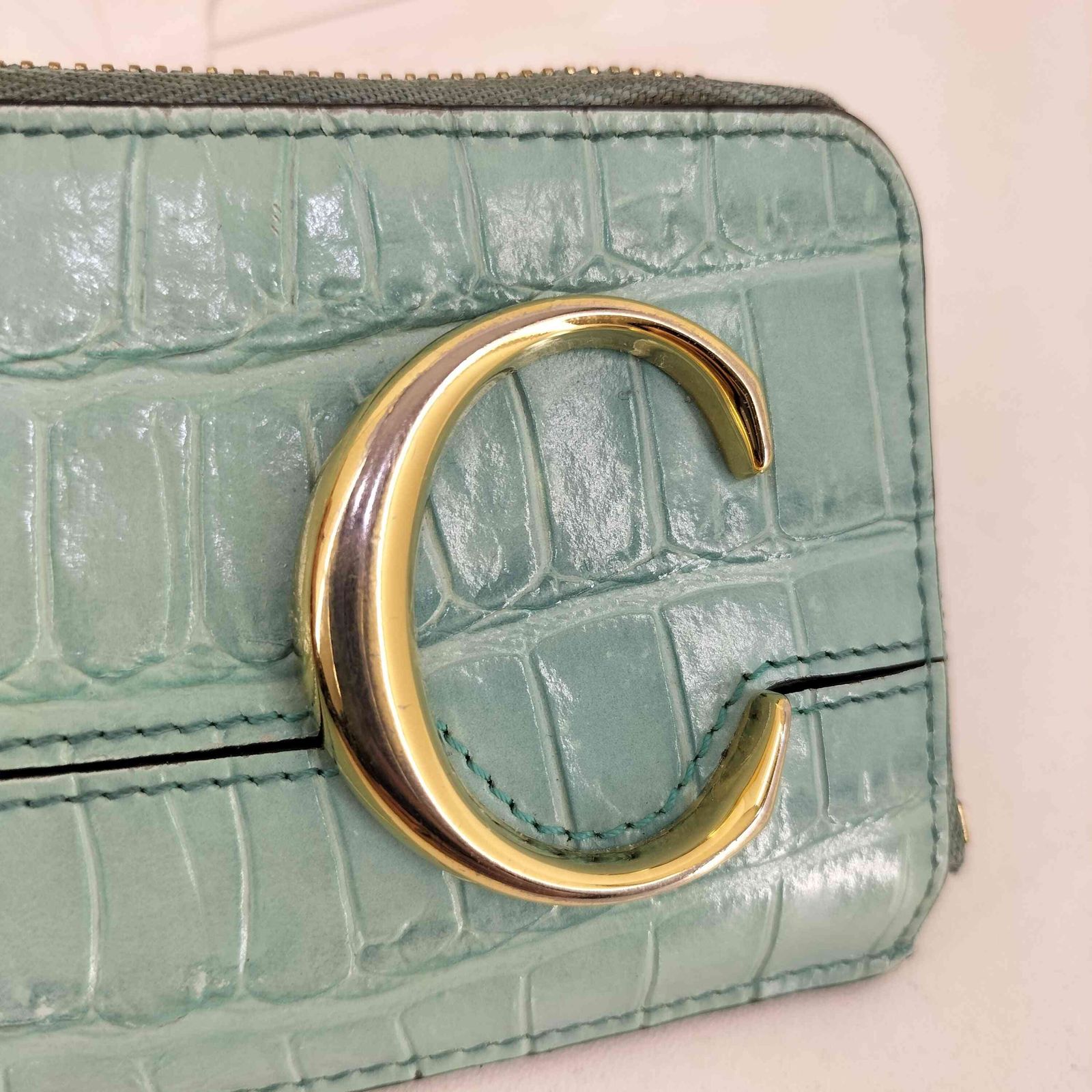 クロエ Chloe フラグメントケースクロコ型押し Cロゴ レディース 表記  