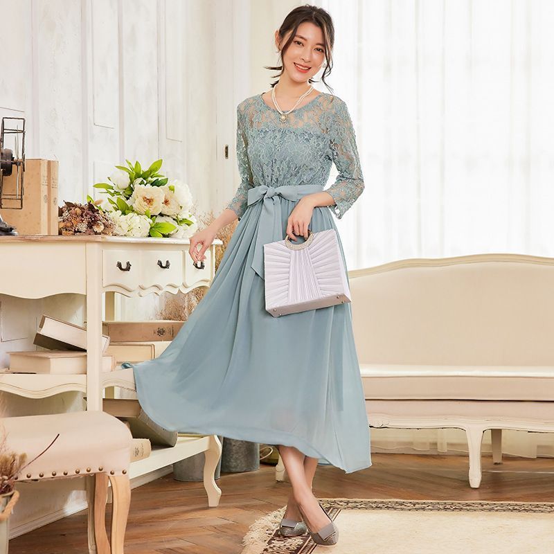 ドレス パーティードレス ロングワンピース ドレスワンピース 総レース シースルー袖 長袖 ロング丈 結婚式 披露宴 二次会 お呼ばれ 20代 30代 40代 レディース フォーマル 春 夏 秋 冬 お呼ばれ cuiying103