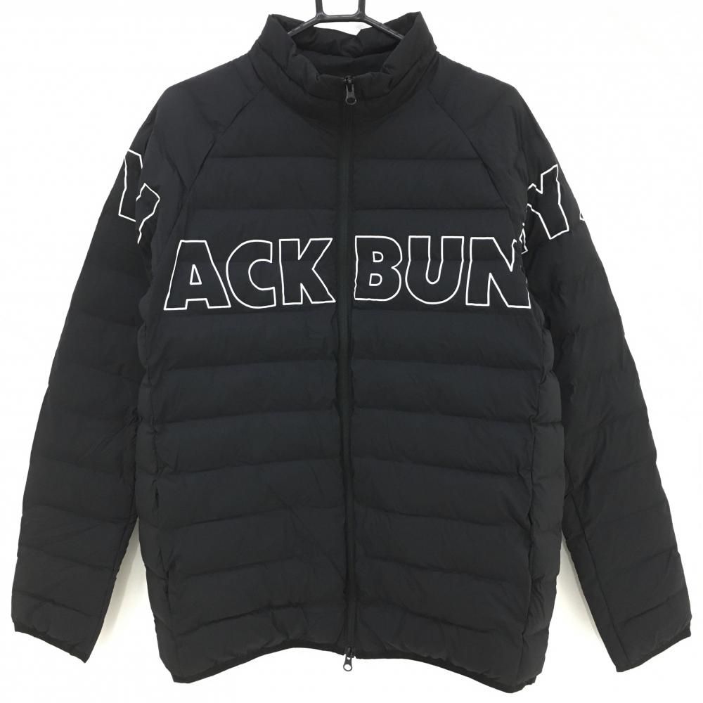 【超美品】ジャックバニー 中綿ナイロンジャケット 黒×白 ビッグロゴ メンズ 6(XL) ゴルフウェア 2023年モデル Jack Bunny