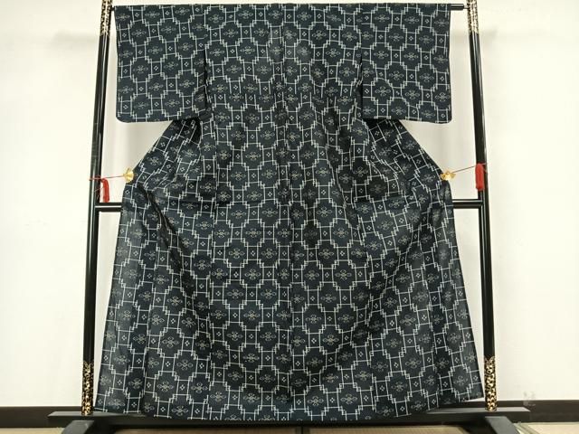 平和屋着物▽本塩沢 単衣 草花文 正絹 逸品 未使用 AAAX3844jd