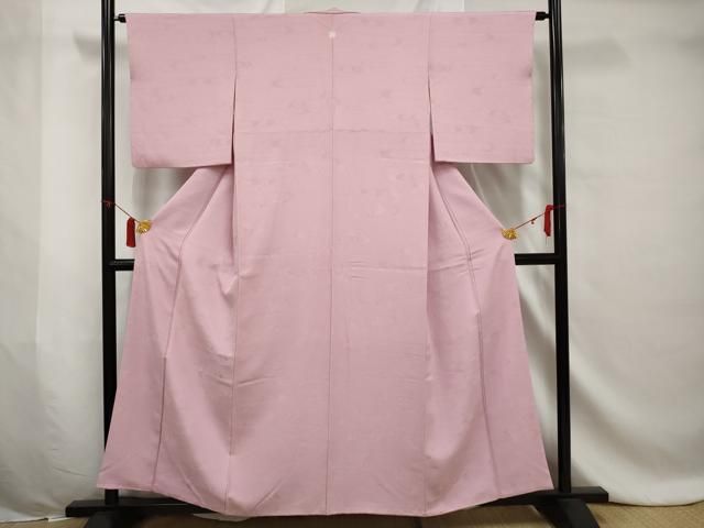 平和屋着物□上質な色無地 枝葉地紋 鴇色 正絹 逸品 AAAW2494cs