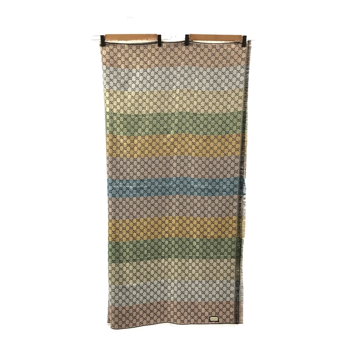 ストール GUCCI グッチ GGジャガード ショール グレー マルチカラー