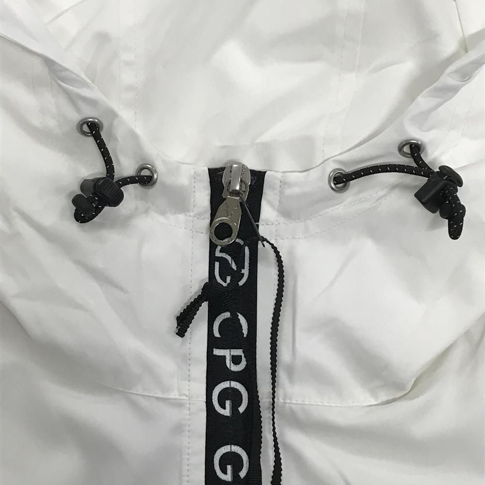 フード付きアウターベスト 白×黒