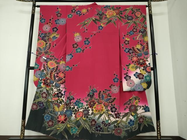 平和屋着物○豪華振袖 型染 流水風景花文 正絹 逸品 DAAQ3196ps