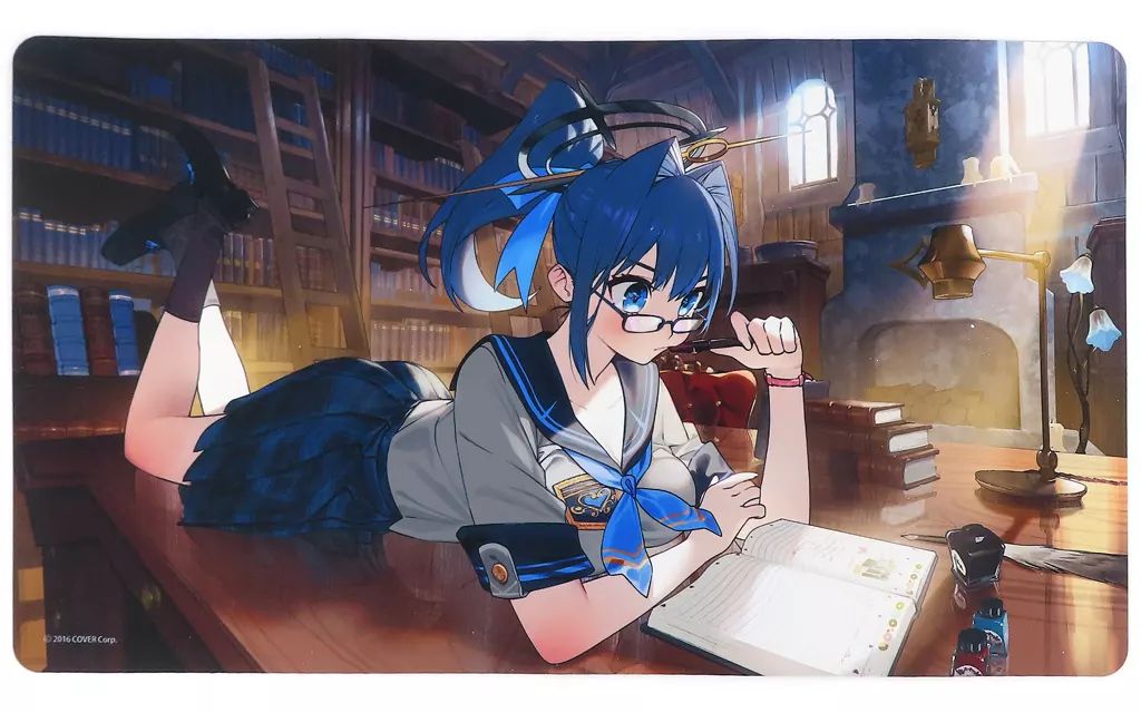 ホロライブ クロニー 勉強するんだよ ラバーマット 中古】卓上マット オーロ・クロニー 勉強するんだよ ラバーマット