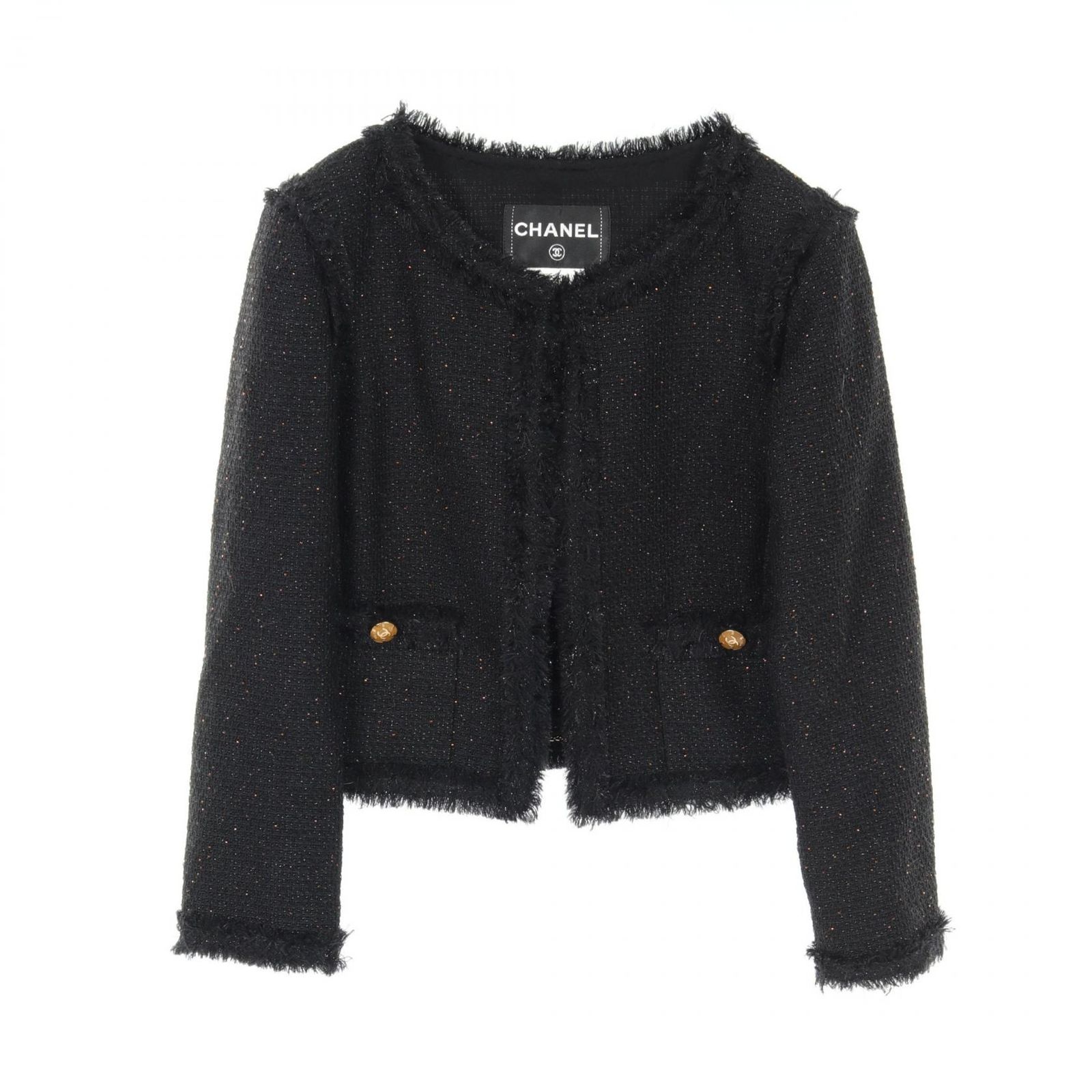 CHANEL ノーカラージャケット ロゴ入り シャネル CHANEL ノーカラージャケット