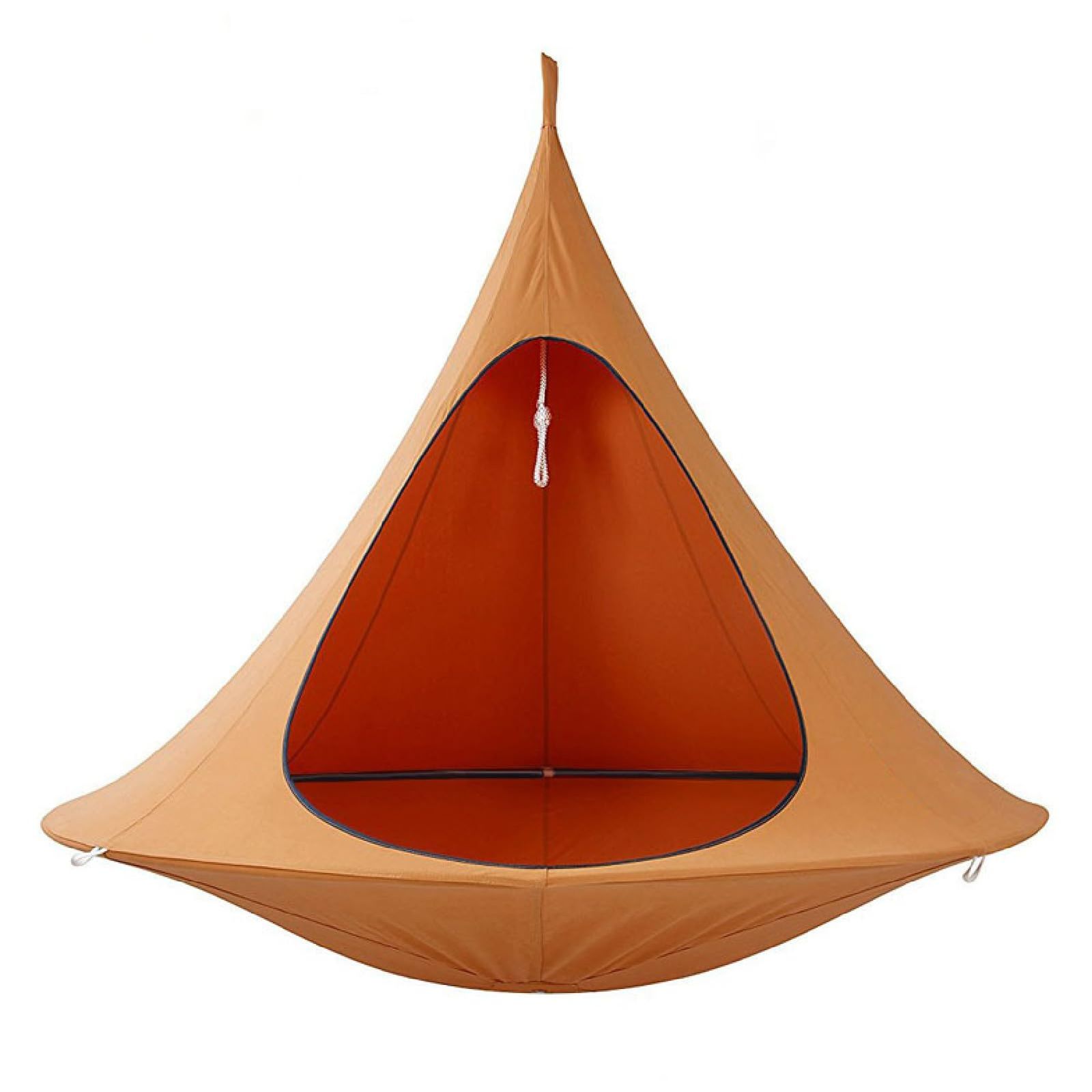 CAWKAY ハンモックチェア 吊り下げ UFO コニカル ハンギングテント スイング ガーデンハンモック 屋内 屋外 楕円形 キャンプ オレンジ 150×150cm オレンジ 150×150cm