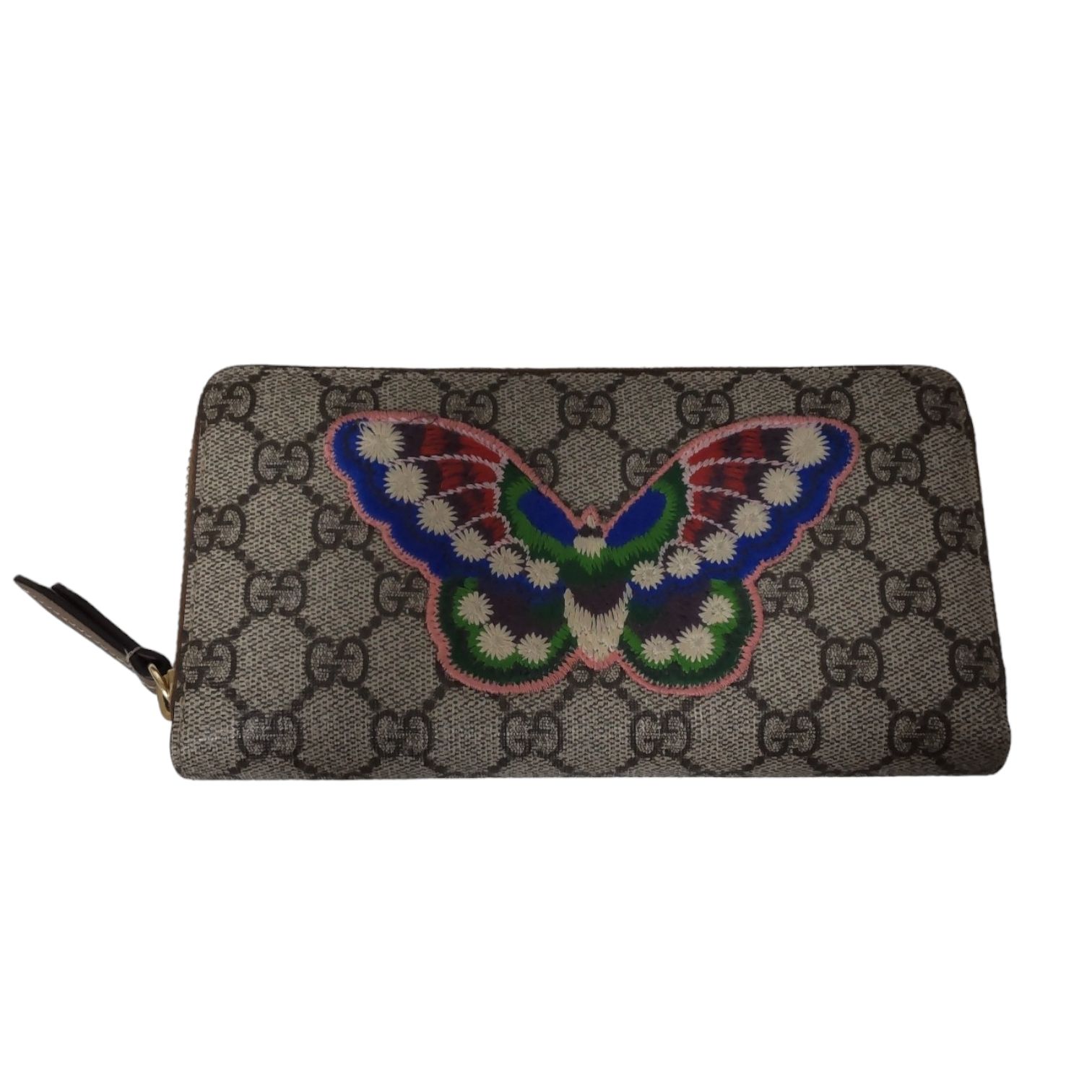 中古品】 GUCCI グッチ 長財布 ラウンドジップ 蝶 GG柄 レディース財布