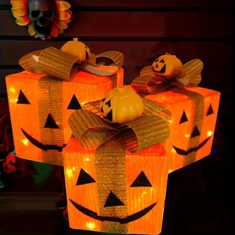 3個セット ハロウィン発光カボチャギフトボックス ハロウィン ハロウィングッズ イベント パーティー プレゼント ギフト サプライズ