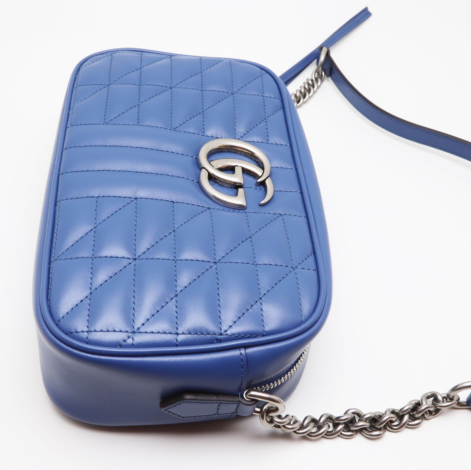 訳あり グッチ GGマーモント スモール ショルダーバッグ ブルー