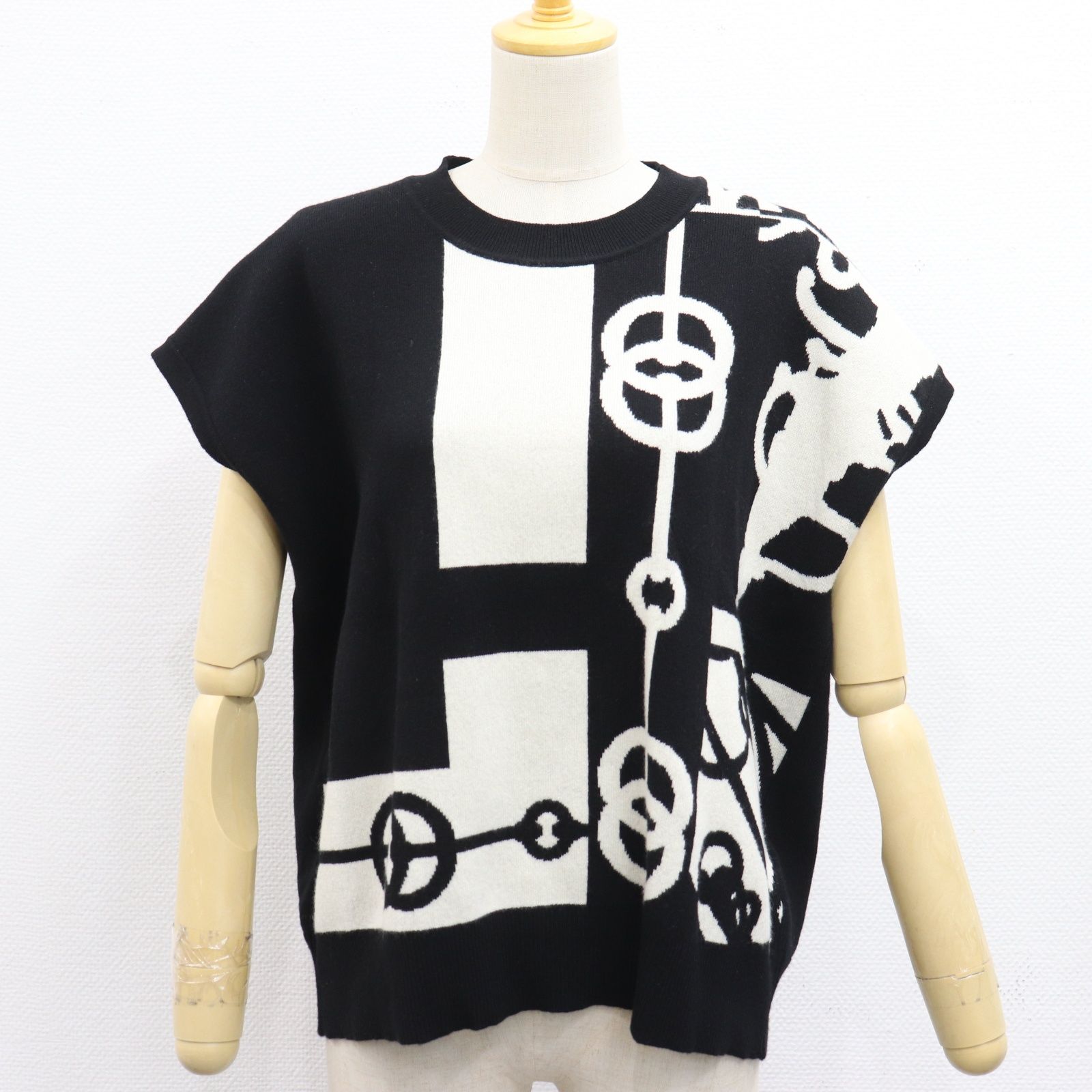IT2ATYIK19EO 美品 HERMES エルメス カシミア ノースリーブ ニット 