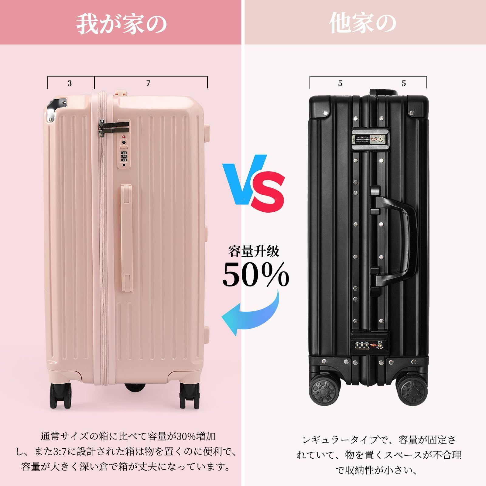 展示品】[GGQAAA] 大容量 荷物 トロリースーツケース Mサイズ
