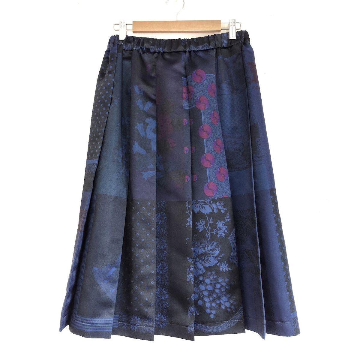 tricot COMMEdesGARCONS トリココムデギャルソン スカート レディース - TH-S003 ネイビー×黒×ボルドー ひざ丈|ウエストゴム