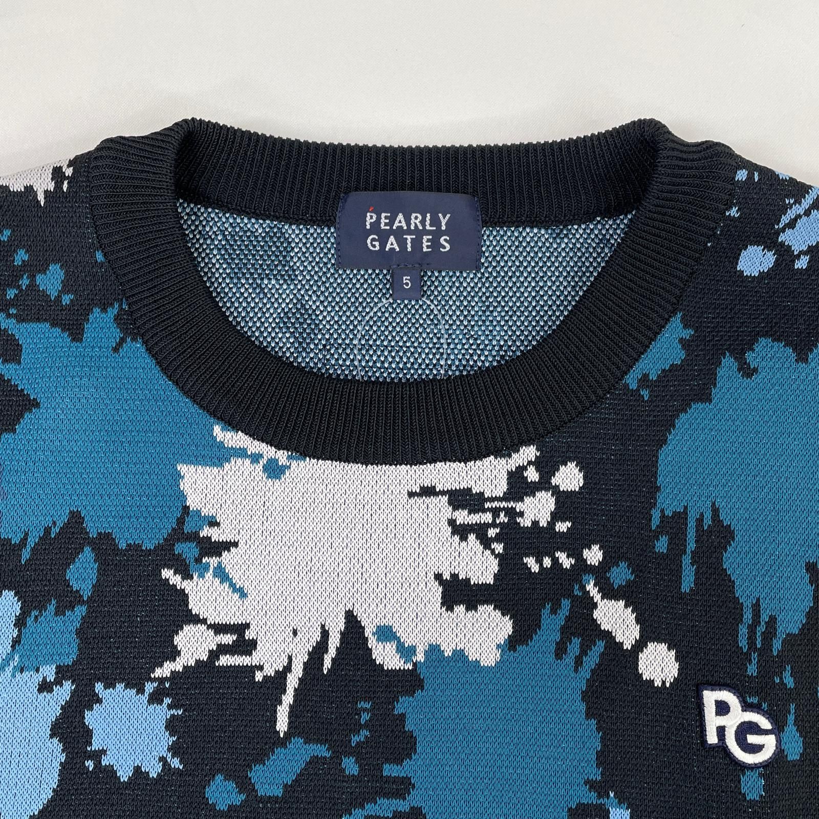 PEARLY GATES ネイビー セーター　サイズ5 中古・古着通販】PEARLY GATES (パーリーゲイツ) 総柄ニット ネイビー