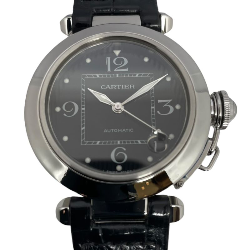 Cartier 自動巻き 腕時計 ブラック カルティエ Cartier パシャC W3106099 ブラック SS/革ベルト