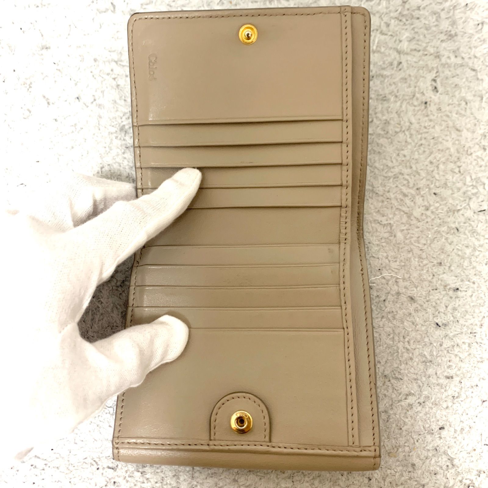 美品】クロエ 三つ折り財布 箱付き C 金具 スモールトリフォールド 