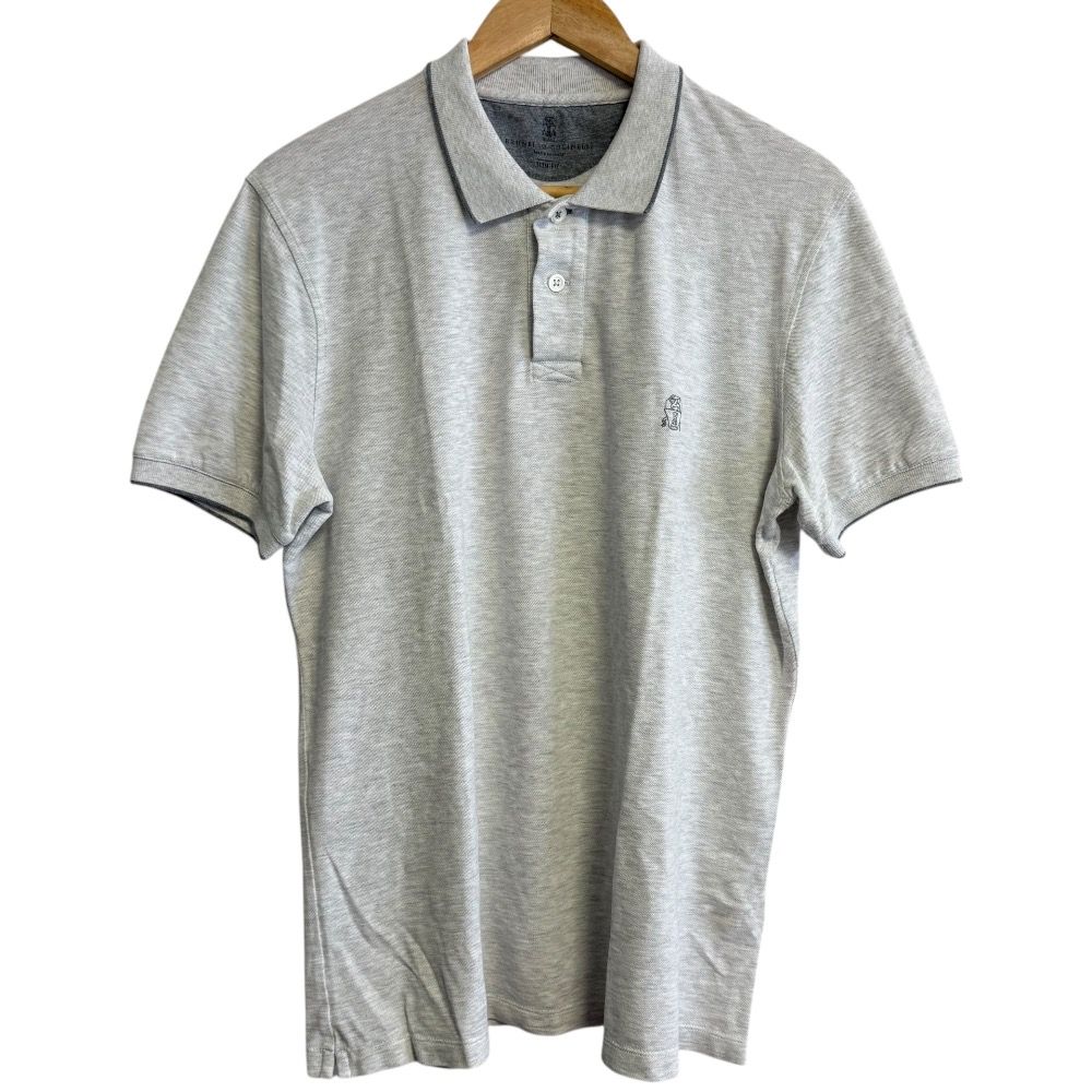 美品 22SS BRUNELLO CUCINELLI ブルネロクチネリ SLIM FIT 半袖 ポロシャツ XL グレー メンズ 古着 中古 USED