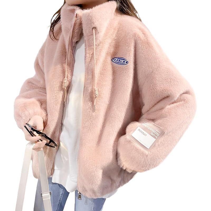 ニューネ 裏地付き ボアジャケット レディース もこもこ ふわふわ あったか ジャンバー 防風 ジップアップ トップス 厚手 アウター カジュアル 長袖 通勤 通学 あったかい 前開き ミディアム おしゃれ かわいい 防寒 シンプル ゆったり 1