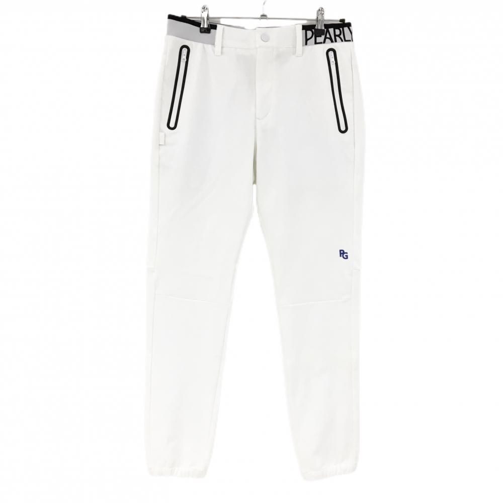 美品】パーリーゲイツ ジョガーパンツ 白×黒 ウエストゴム ジップ