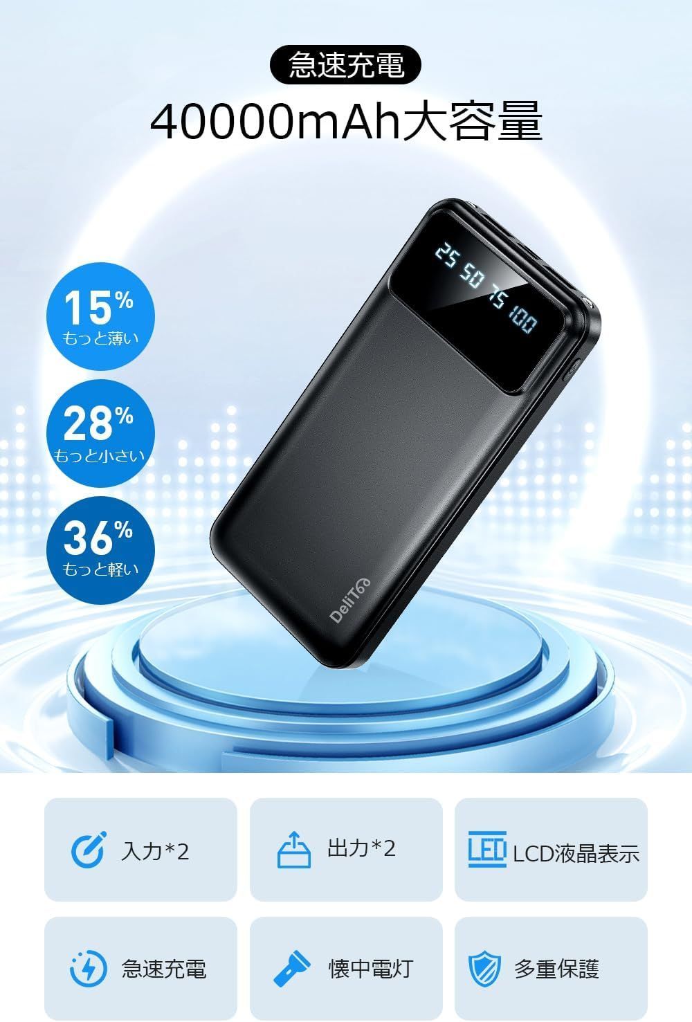 モバイルバッテリー 40000mAh LCD表示 定価より1万円引き‼️ モバイルバッテリー 40000mAh LCD表示 定価より1万円引き‼️ モバイル