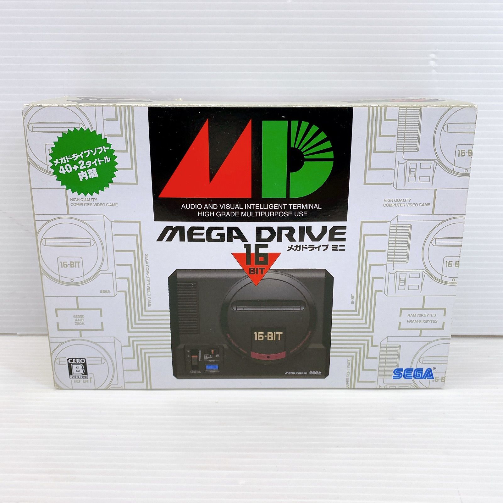 SEGA MEGA DRIVE 16BIT メガドライブ 16ビット コントローラー1個 内蔵ソフト40 2タイトル
