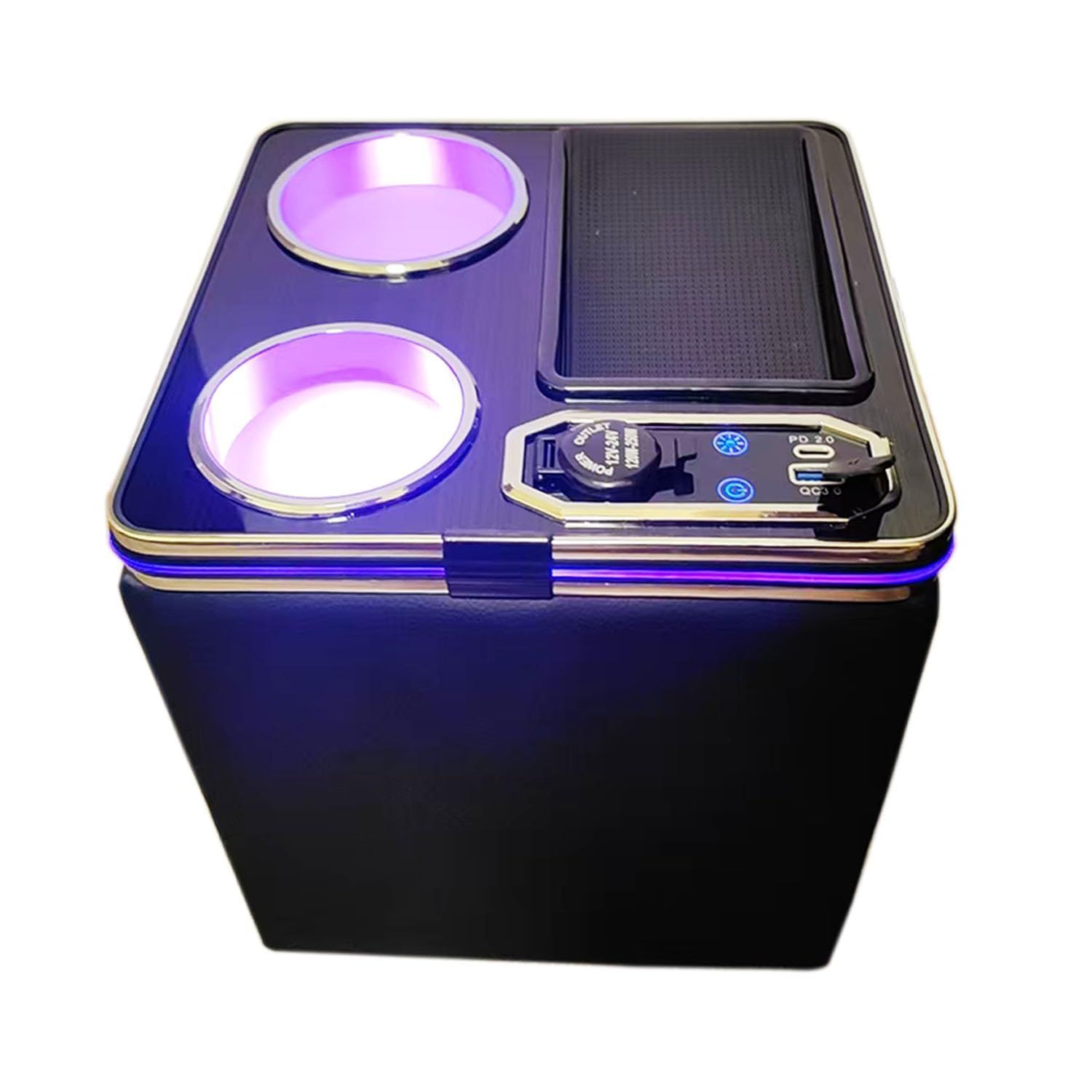 Yotetat N-BOX JF5 JF6用 コンソールボックス ドリンクホルダー N-BOXカスタム JF5 JF6 センターコンソール 呼吸ランプ7色変換 明るさ調整 Type-C QC3.0 USBポート付き エヌボックス 車内収納ボックス