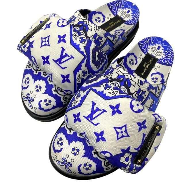 LOUIS VUITTON ルイ ヴィトン 1AAM50 スリッパピロー コンフォートフラットサンダル モノグラム ペイズリー ブルー 37 約24cm
