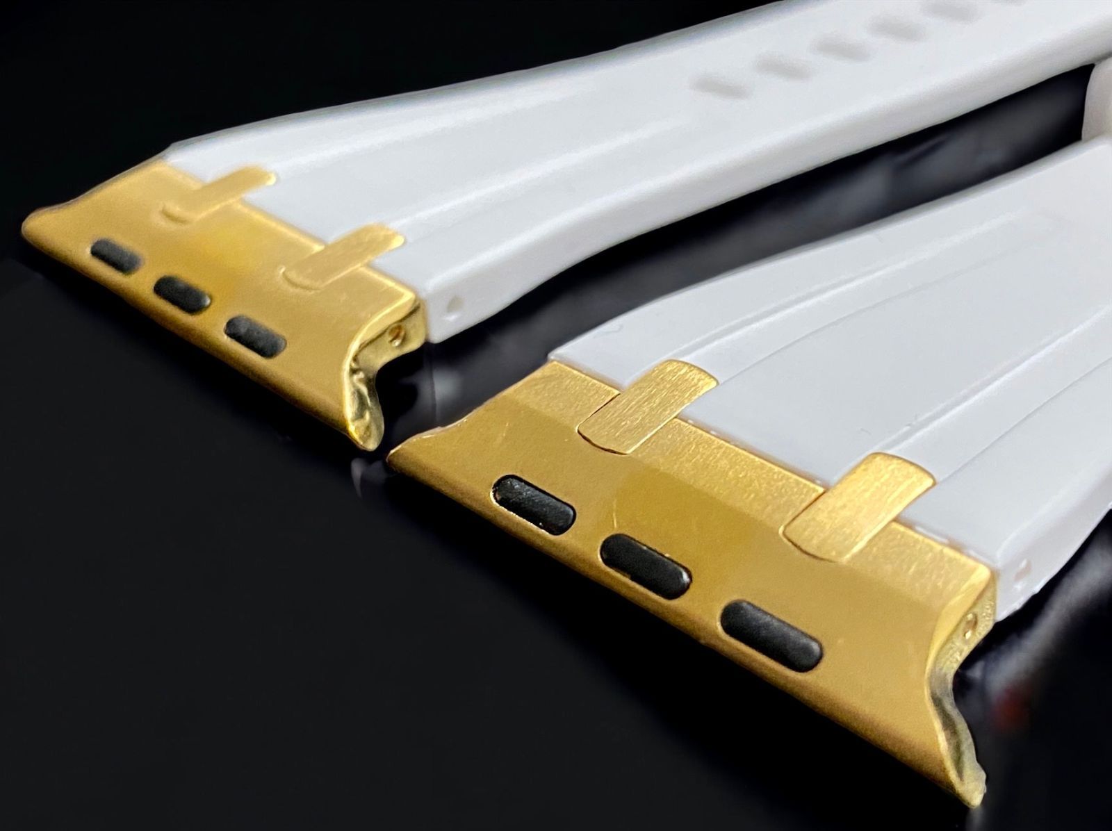 ホワイトゴールド Apple Watch バンド ラバーベルト ステンレス316 L メンズ レディース スポーツ 49 mm 45 44 42 41 40 38